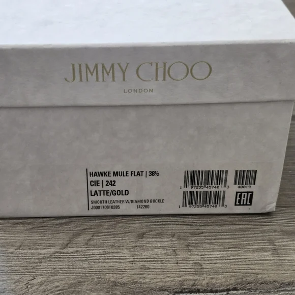 Jimmy Choo Hawke Mule Flat Latte/Gold Ladies Size 38.5 EUC Luxury Leather - Picture 2 of 13